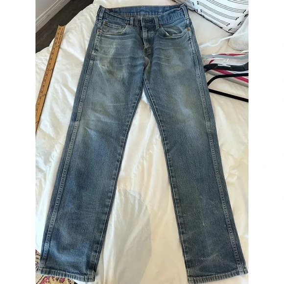 Levi Strauss & Co. Blue Distressed 5 Pocket Design Straight Jeans Size 34 - Picture 4 of 6